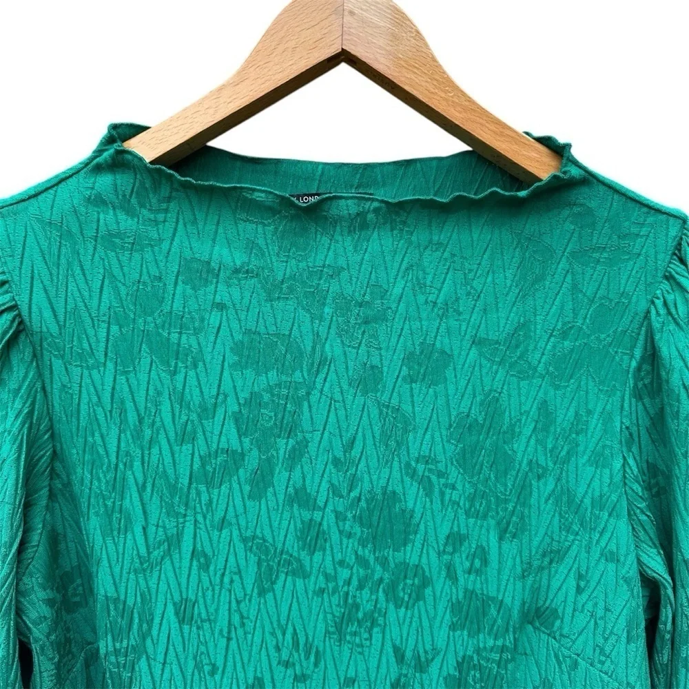 Maggy London NWT Long Sleeve Jacquard Shift Dress Green Large Christmas Holiday